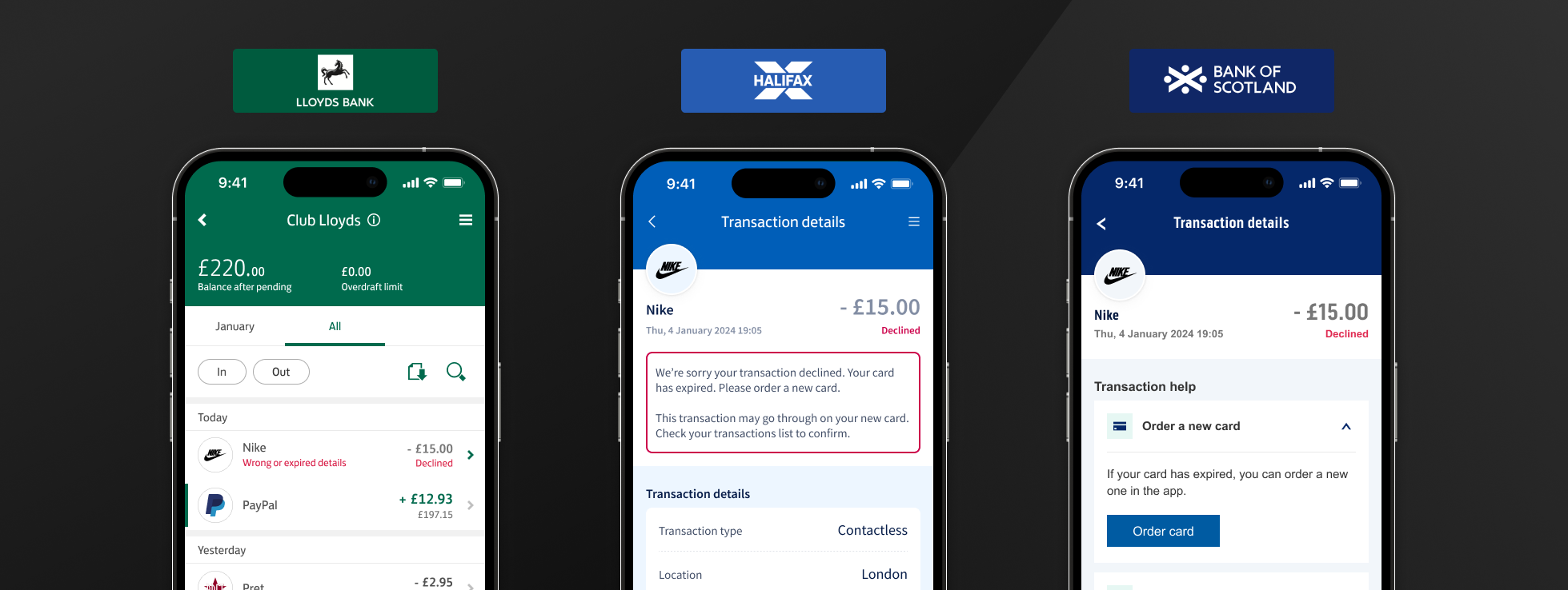 Declined Transactions - Lloyds Banking Group Apps